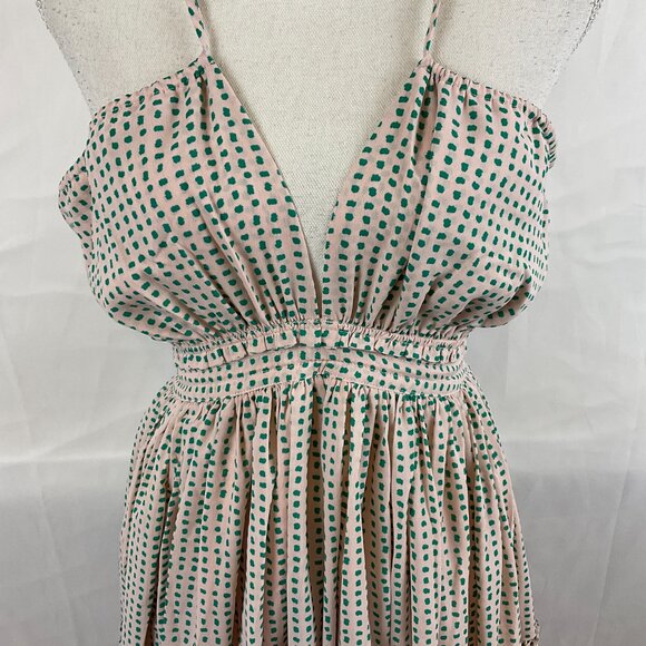 Reset Halter Dress M Pale Pink Green Dotted Ruffle Full Skirt New NWT - Picture 4 of 13